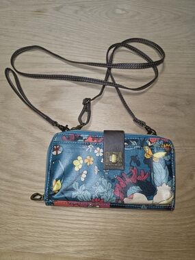 Sakroots Teal Floral Crossbody Wallet